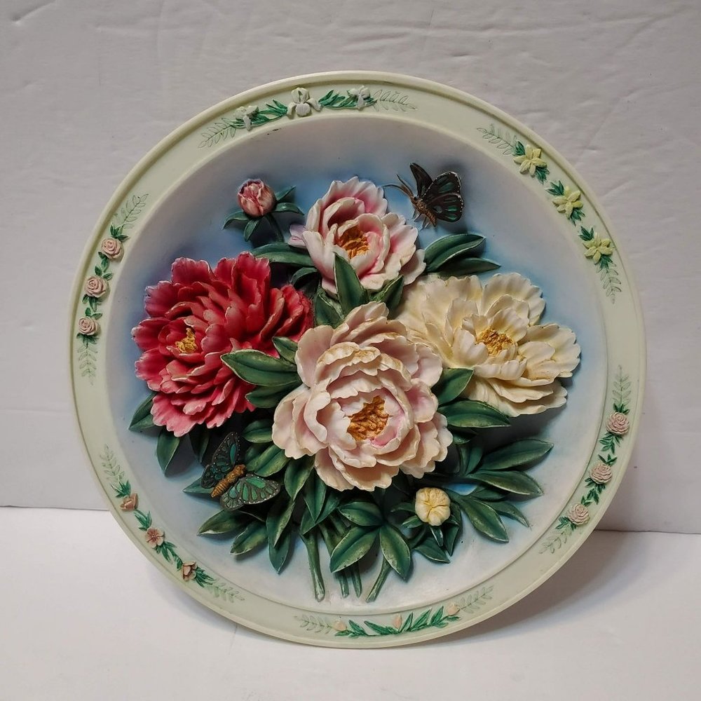 Bradford Exchange Plate, Lena Liu, The Peony Garden, 3D Floral Butterfly, 2nd